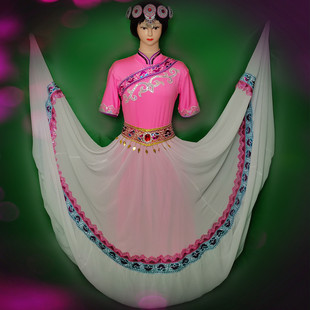 丽江纳西族摩梭族大摆裙演出服装艺考舞蹈服装飘仙旅拍民族服装红