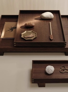 丹麦Ferm Living BON WOODEN TRAY 实木托盘长方形茶盘家用咖啡盘