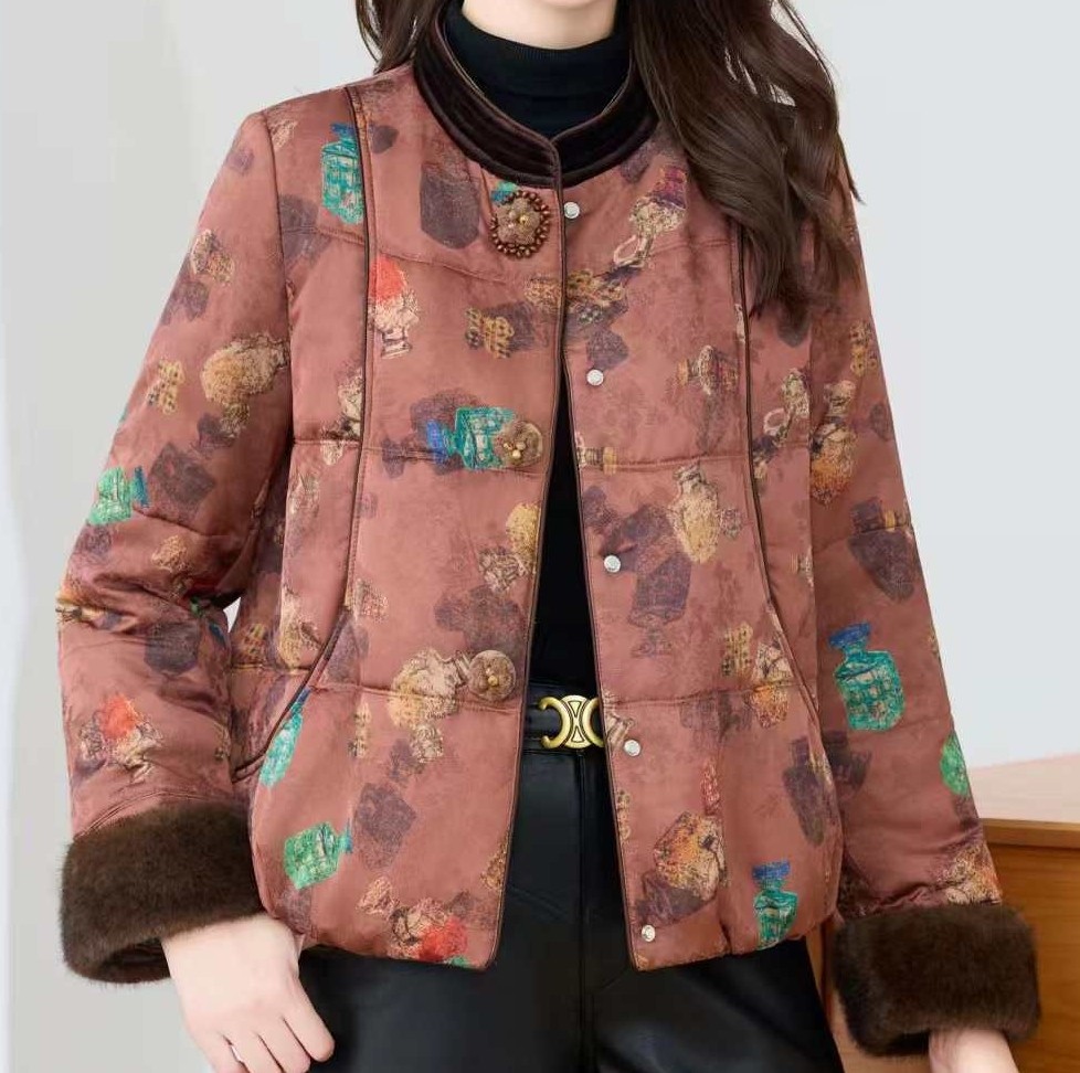 2025新款国风妈妈冬装棉衣外套女短款加厚保暖棉服