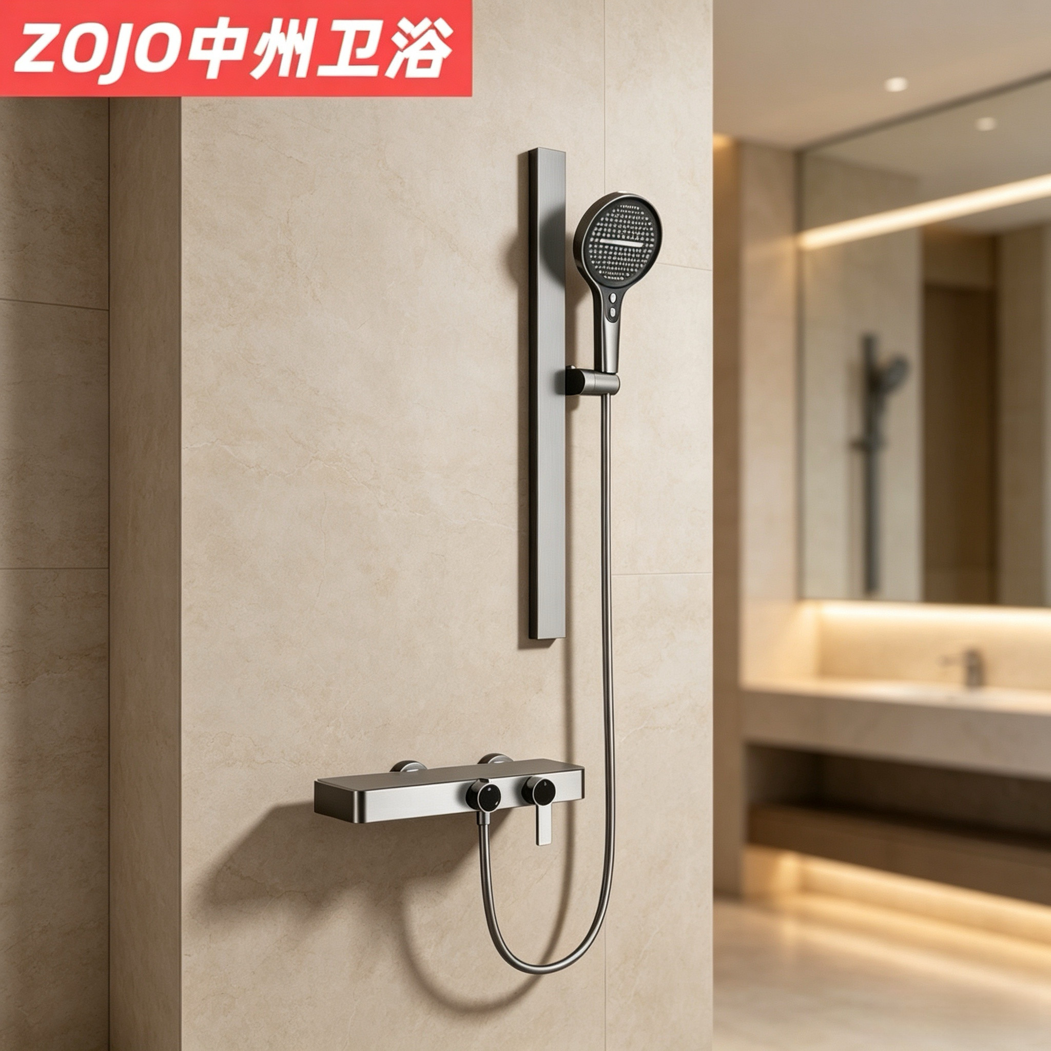 ZOJO全铜简易分体淋浴花洒套装浴室龙头卫生间淋雨增压花洒