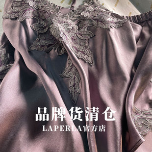 清仓S.LAPERLA真丝睡衣女蕾丝家居服套装性感