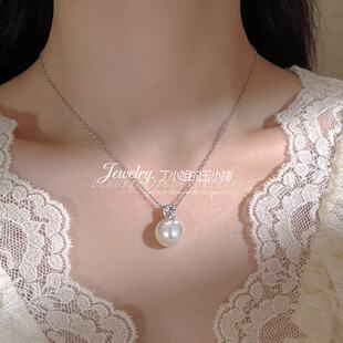 S925纯银项链戴妃同款仿珍珠项链女轻奢小众高级感锁骨澳白珍珠链