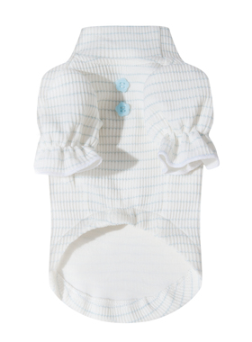 UNLEASHED韩国ins风条纹泡泡袖秋冬马尔济斯打底猫狗宠物衣服