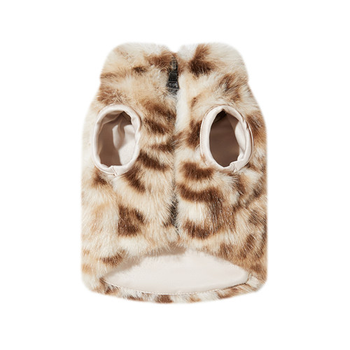 狗狗秋冬豹纹皮草外套