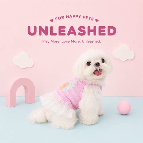 UNLEASHED狗狗夏季连衣裙tutu裙可爱吊带背心薄款宠物狗狗衣服