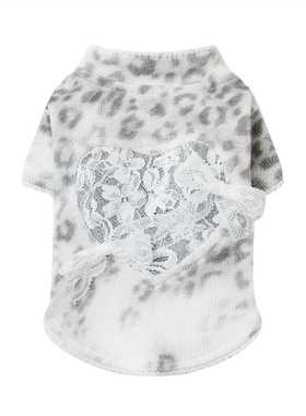 UNLEASHED 韩国ins风豹纹蕾丝秋冬保暖宠物卫衣马尔济斯猫狗衣服