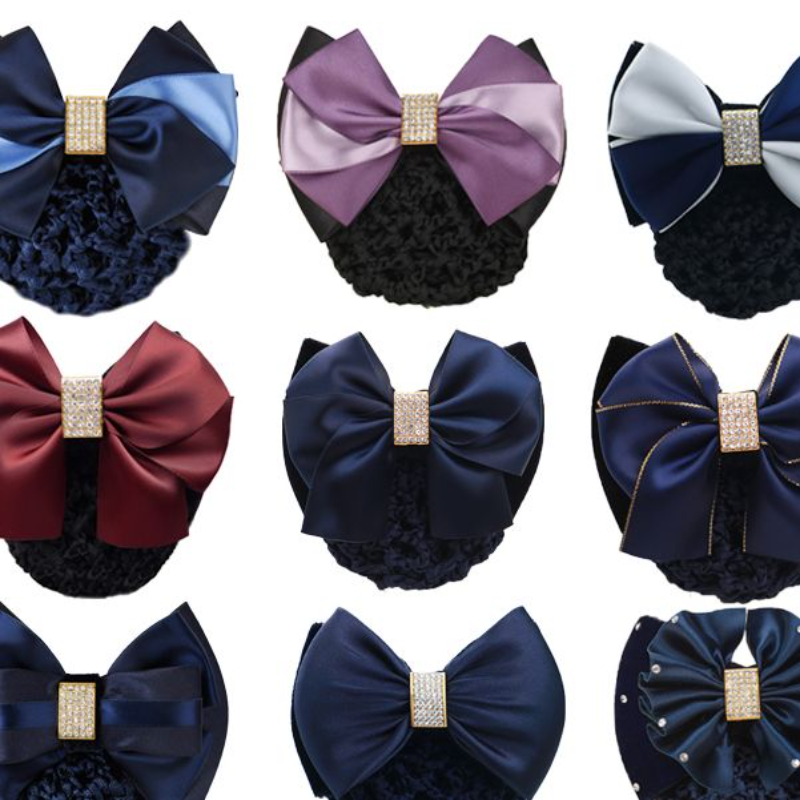 职业头花网兜韩版工作蝴蝶结发网蓝色护士银行黑色空姐发夹