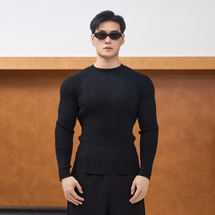 T恤紧身打底针织衫 ttelen.抗起球运动针织毛衣男款 秋冬保暖长袖