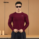 ttelen.高弹网眼透气蜂窝面料运动t恤长袖紧身训练健身衣服男秋季