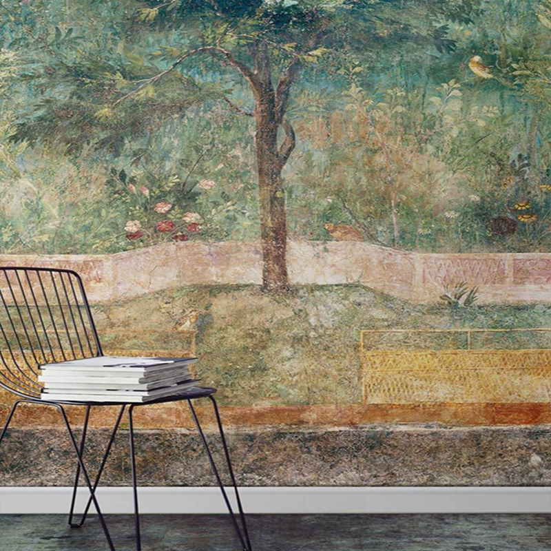 意大利简约风格定制墙布壁纸环保无缝布油画卧室客厅背景墙