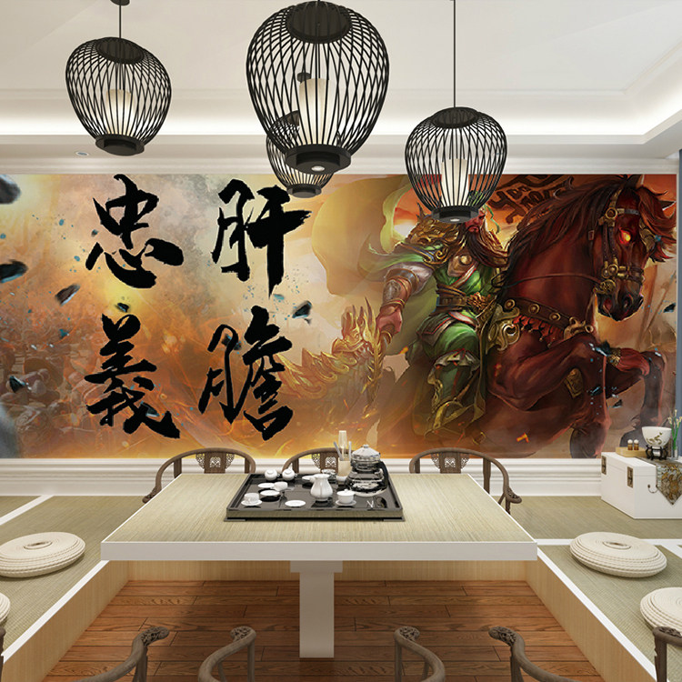 关公环保背景布关羽图背景墙壁纸镇宅纹身店壁画宿舍装饰装修墙布
