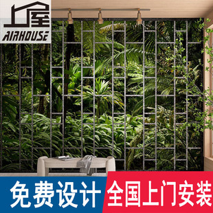 3d森林植物墙纸视觉延伸空间墙布民宿酒馆餐厅背景窗外风景壁纸