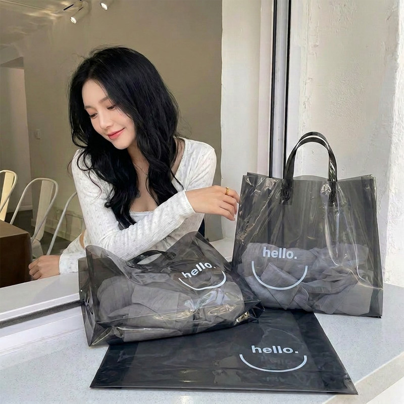 服装店手提袋塑料半透明装衣服袋子定制logo礼品购物袋塑料袋订做