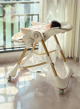 卡曼宝宝餐椅摇椅婴儿餐桌椅家用可折叠儿童吃饭学坐椅座椅二合一