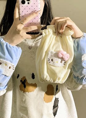 可爱kt猫咪毛绒袖套女秋冬上班耐