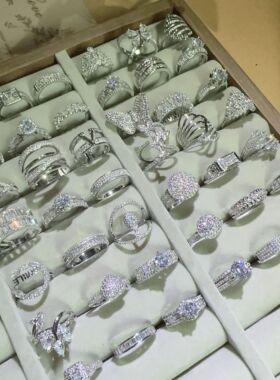 女锆石满钻微镶夸张跨境戒指