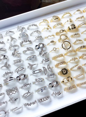 女镀真金清新韩版开口时尚戒指