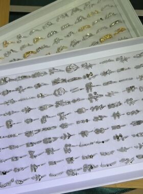 女部分锆石铜微镶日韩清新戒指