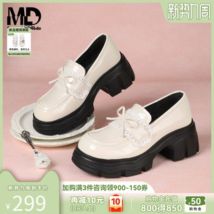 厚底增高学院黑白色小皮鞋 saturdaymode英伦风乐福鞋 女2026春新款