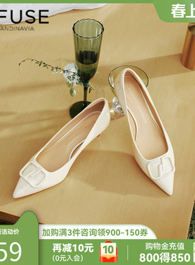 Dfuse迪芙斯浅口单鞋春夏简约通勤双D扣细高跟女DF41111108