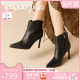 靴 尖头瘦瘦靴显瘦舒适羊皮细高跟时装 星期六优雅短靴2025冬季 新款