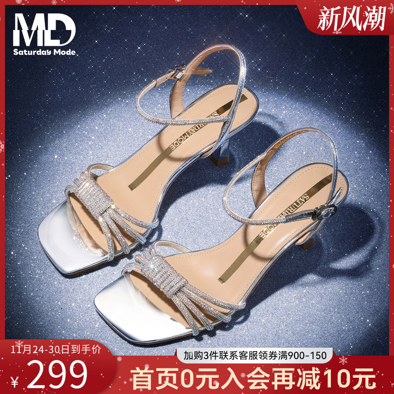 2025夏季新款细高跟一字带凉鞋