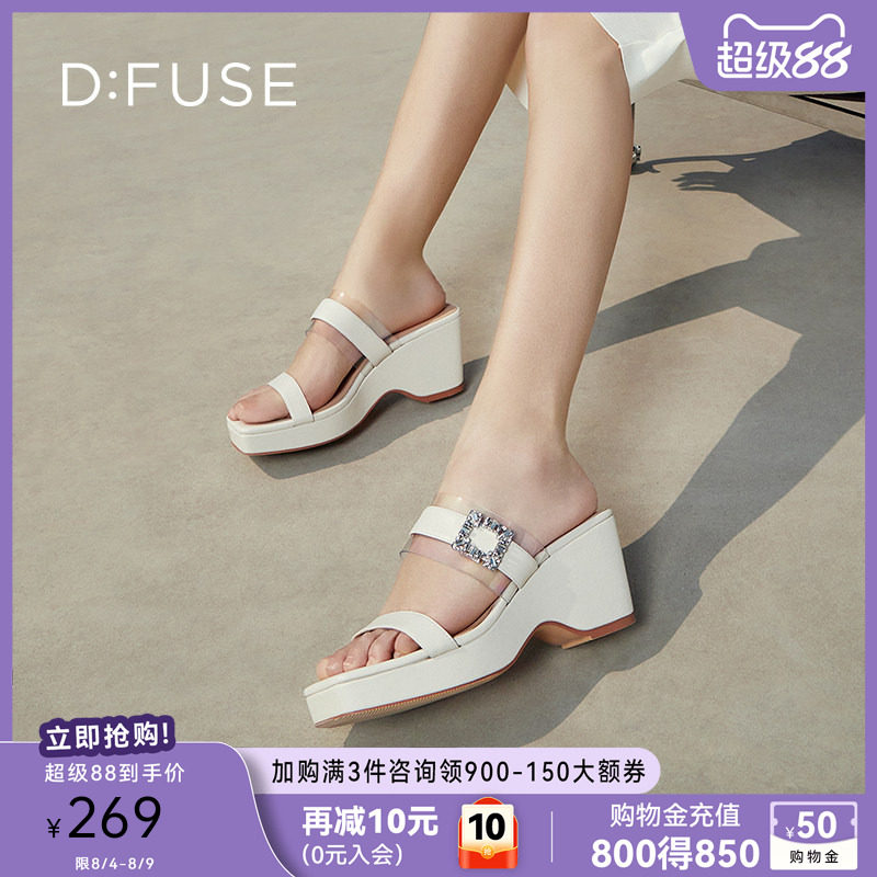 凉鞋拖鞋迪芙斯厚底坡跟