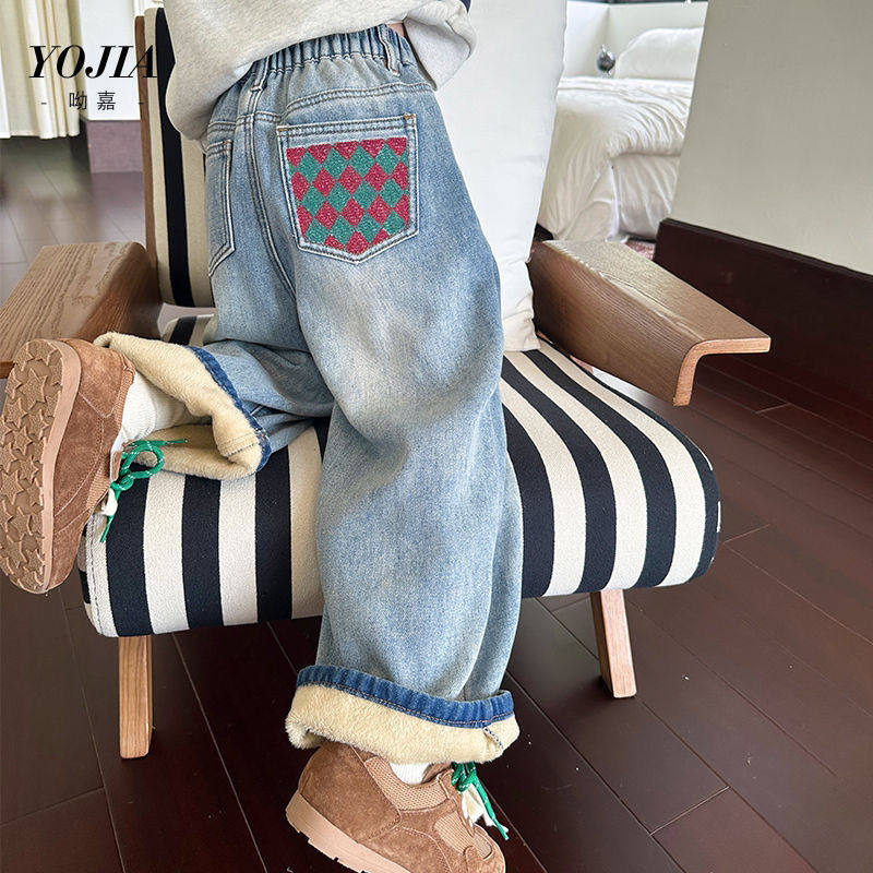 女童裤子2024新款牛仔阔腿裤爆款