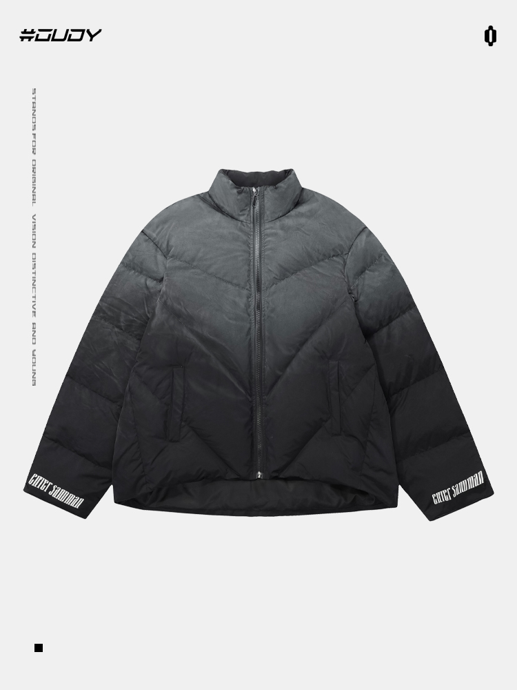 OVDY渐变喷绘秋冬棉服外套男加厚