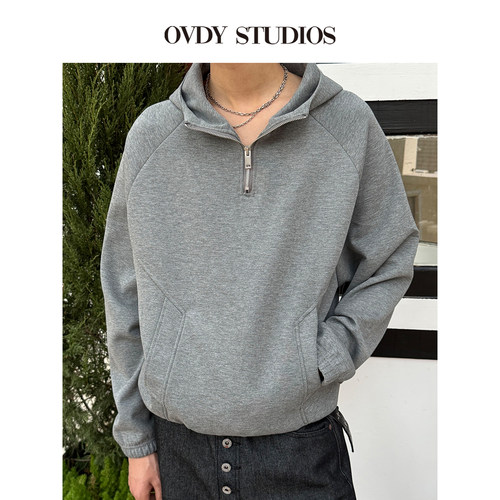 OVDY日常百搭半拉链连帽衫卫衣