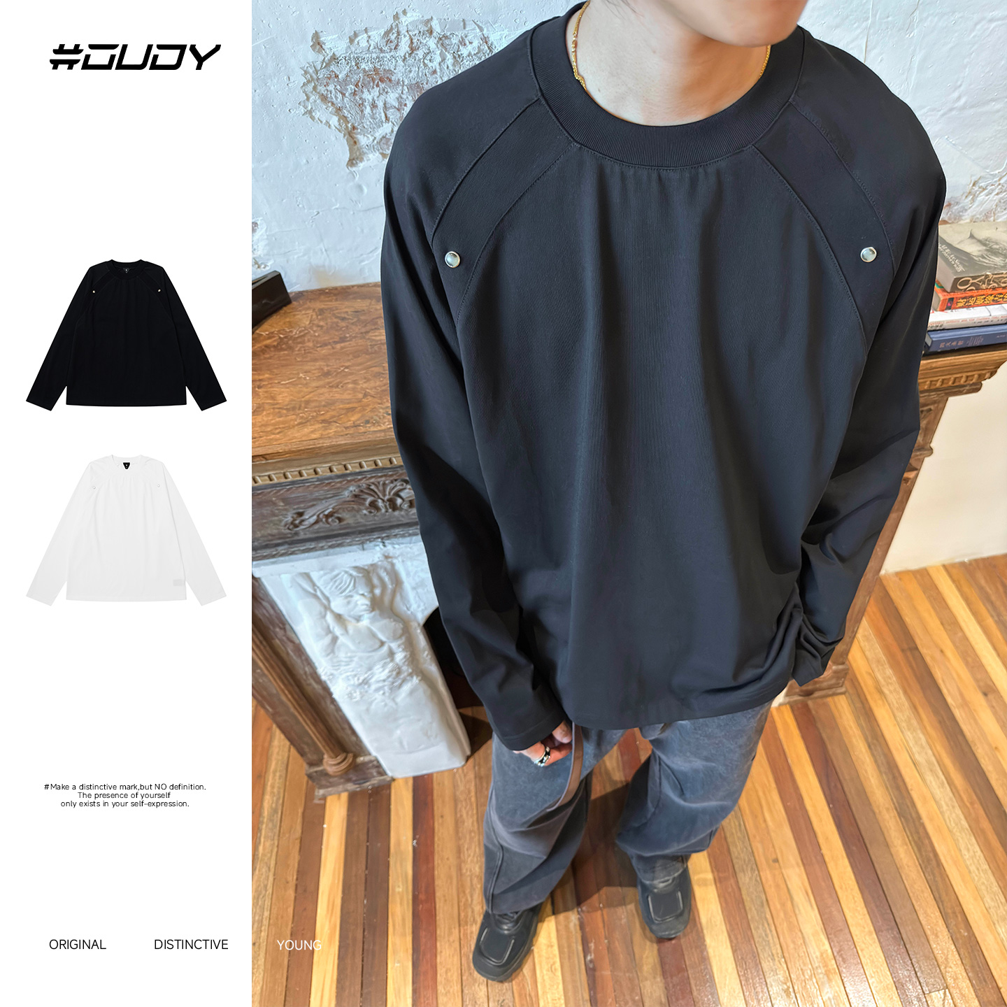 OVDY长袖潮牌T恤打底衫男女百搭