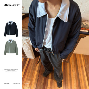 #OVDY 复古哈灵顿翻领夹克拼接棉服极简慵懒风双扣可调节外套开衫
