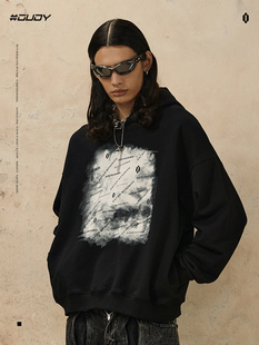 OVDY官方正品潮牌高街印花卫衣男oversize美式复古高级感纯棉外套