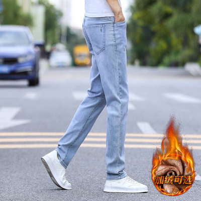 浅色直筒宽松秋季新款男士牛仔裤