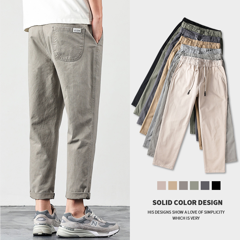 九分裤男士纯棉休闲裤男宽松直筒