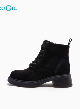 PACO GIL女鞋秋冬新款时尚厚底马丁靴工装靴大黄靴真皮短靴女靴