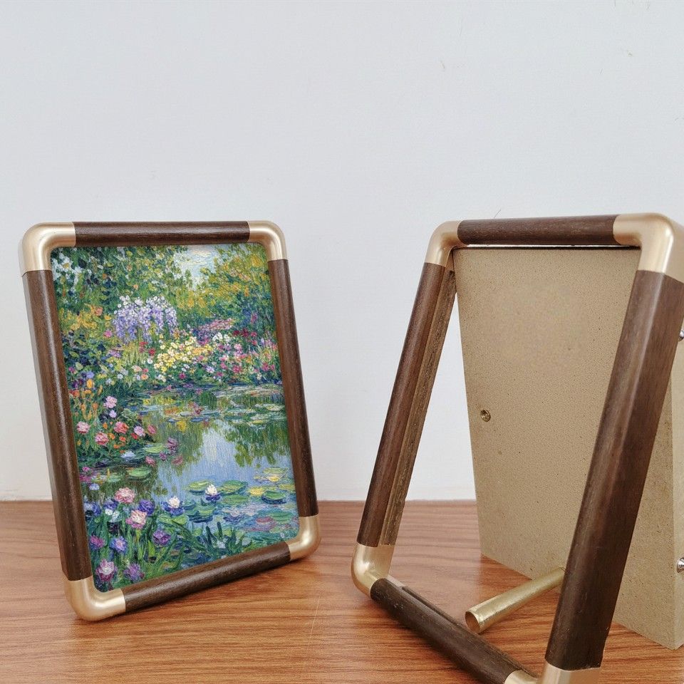 相框实木复古仿铜角框高颜值摆台