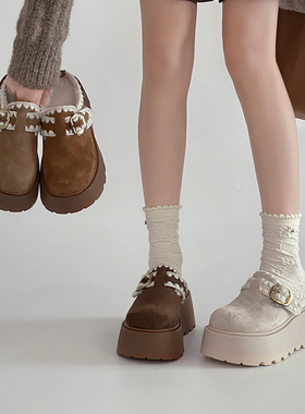 FCS增高7CM勃肯拖鞋保暖外穿包头棉拖鞋K378771 BOSS姐