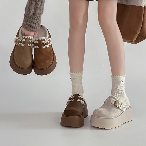 FCS增高7CM勃肯拖鞋保暖外穿包头棉拖鞋K378771 BOSS姐