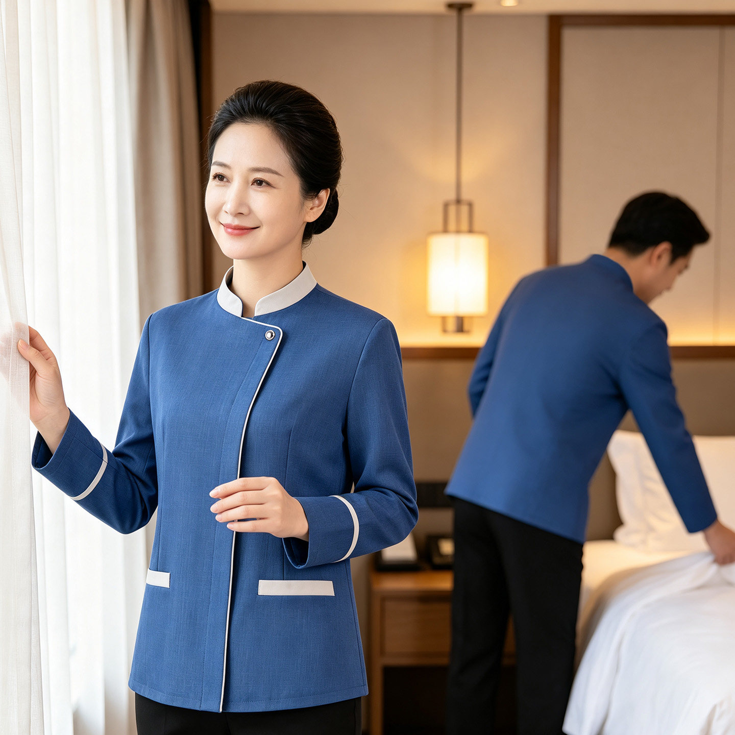 保洁服长袖女酒店宾馆客房医院商场清洁阿姨工作服秋冬季工装制服