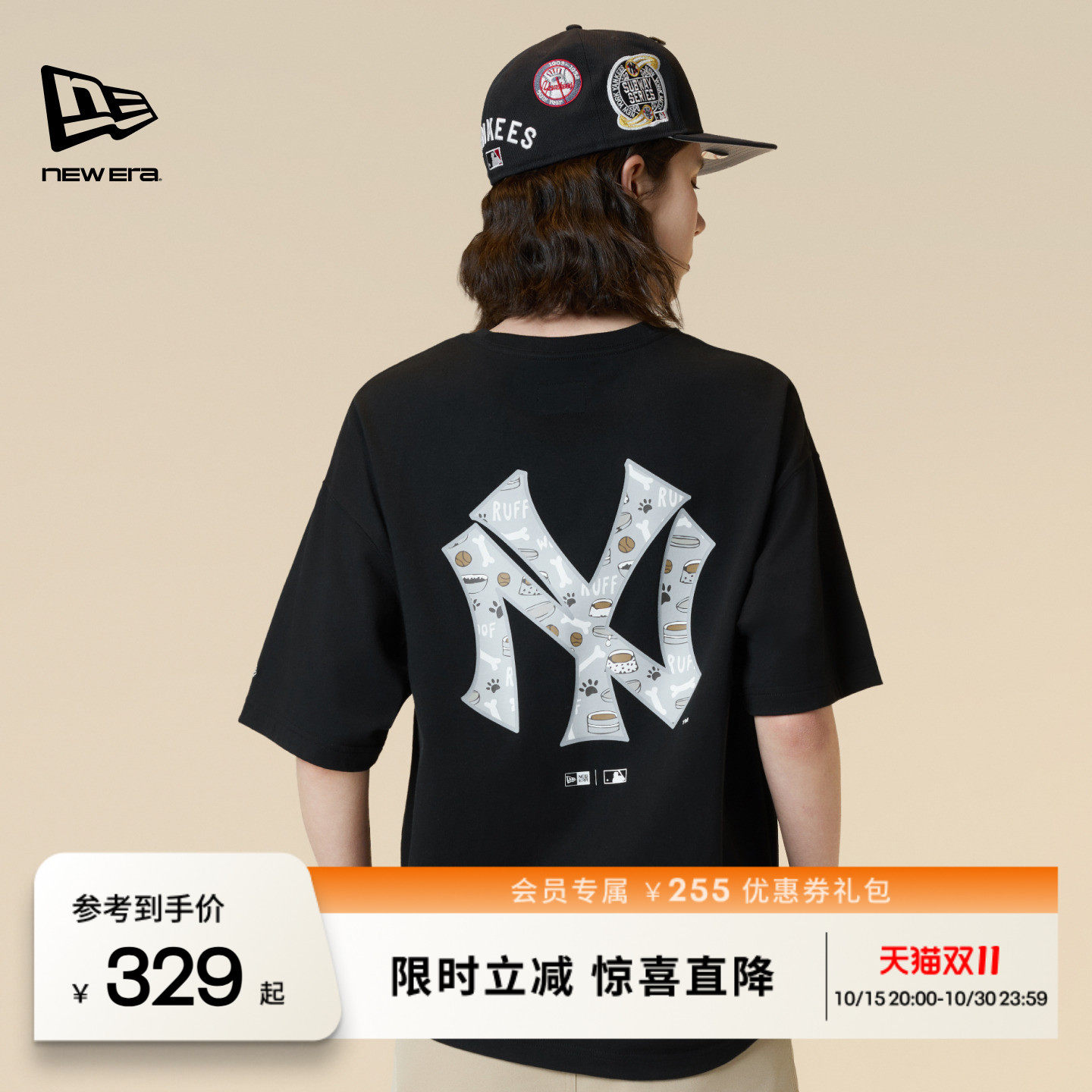 NEW ERA纽亦华2026新款MLB萌宠印花运动上衣短袖T恤男女同款NE