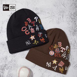 MLB针织帽NY毛线帽logo街头男女冷帽潮 新款 New Era纽亦华2025冬季
