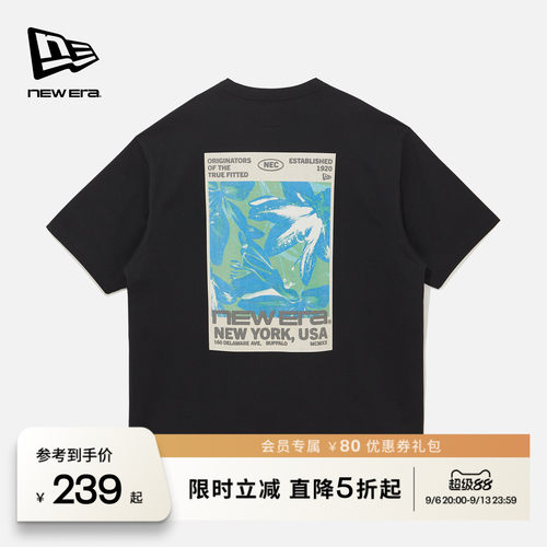 NEW ERA纽亦华2026春季新款海报印花短袖T恤圆领运动美式上衣