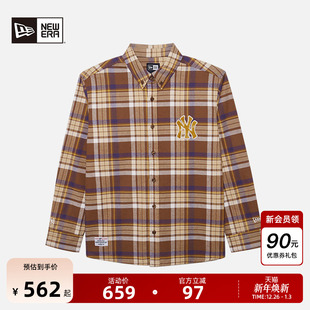 NY外套复古学院文艺休闲潮男女 MLB格子衬衫 New Era纽亦华秋冬新款