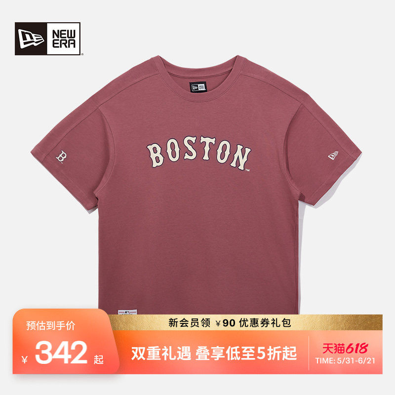 New Era纽亦华春夏新款MLB字母印花短袖T恤情侣NY圆领插肩潮流