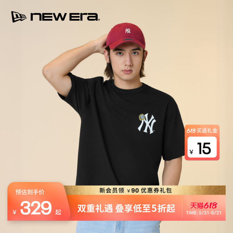 New Era纽亦华2026春季新款MLB短袖T恤纪念戒指印花上衣宽松