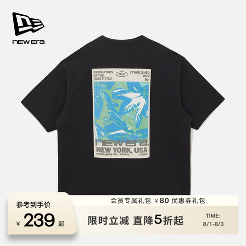 New Era纽亦华2026春季新款海报印花短袖T恤圆领运动美式上衣