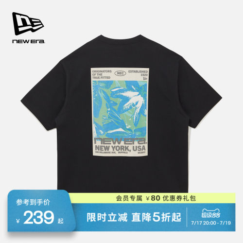 New Era纽亦华2026春季新款海报印花短袖T恤圆领运动美式上衣