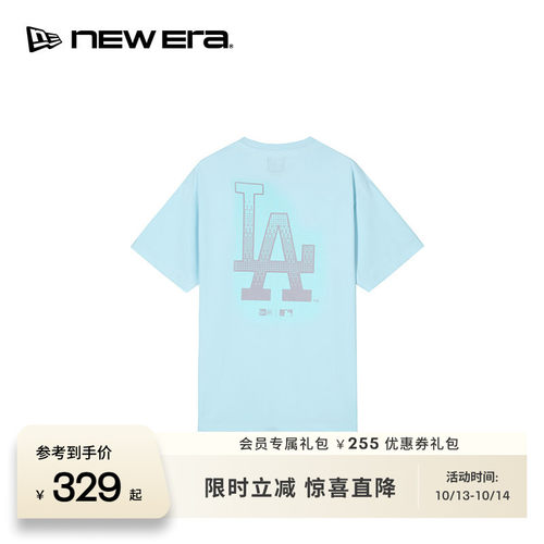NEW ERA纽亦华26新品MLB运动像素渐变风印花短袖T恤男女同款NE