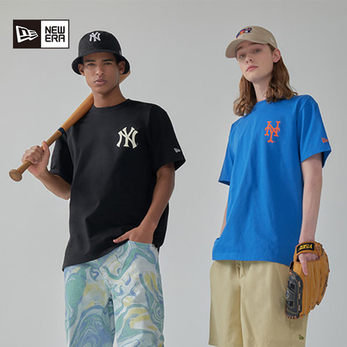 NEW ERA纽亦华MLB印花运动短袖T恤男女情侣潮流宽松NE